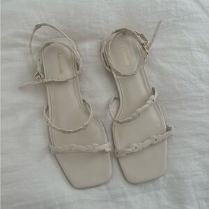 Larroude Flat Strappy Ivory Sandals - Size 8, Ivory (worn once)